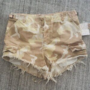 Free People Camo Ripped Shorts NWT